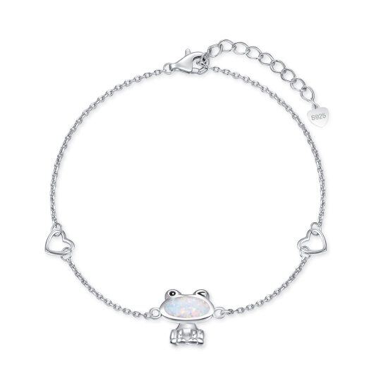 Sterling Silver Opal Frog Pendant Bracelet