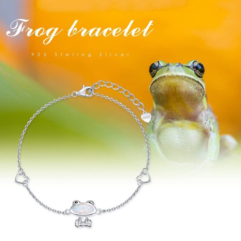 Sterling Silver Opal Frog Charm Bracelet-2