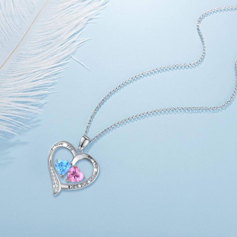 Sterling Silver Cubic Zirconia & Opal Heart Pendant Necklace-6