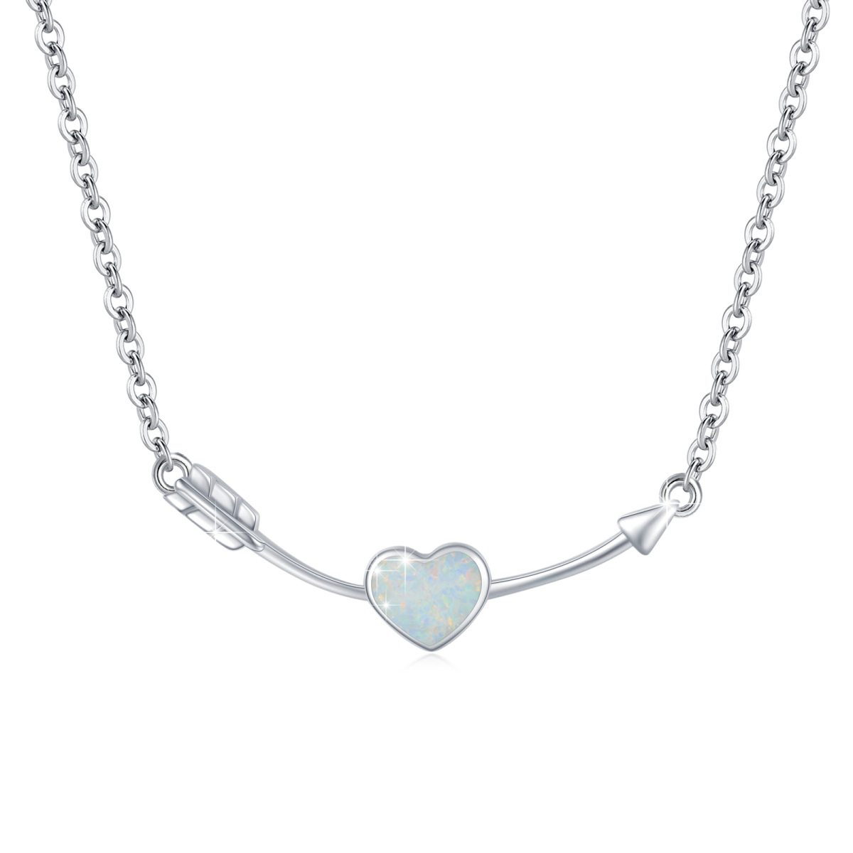 Collana con ciondolo a cuore in argento sterling e opale-1