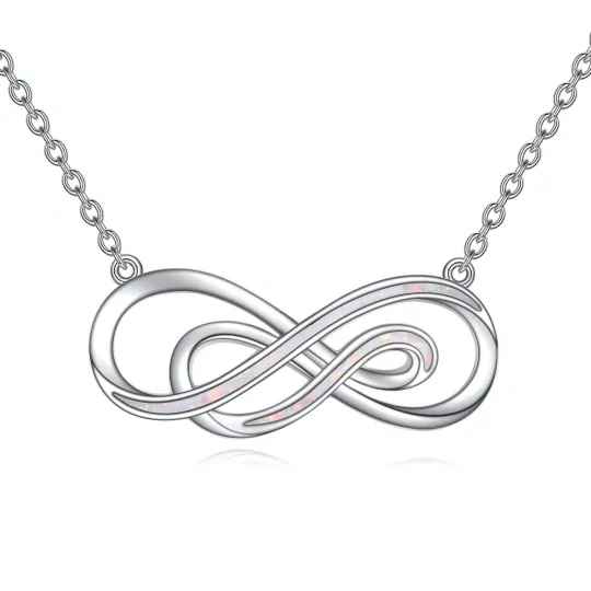 Collier en argent sterling avec pendentif symbole de l'infini en opale