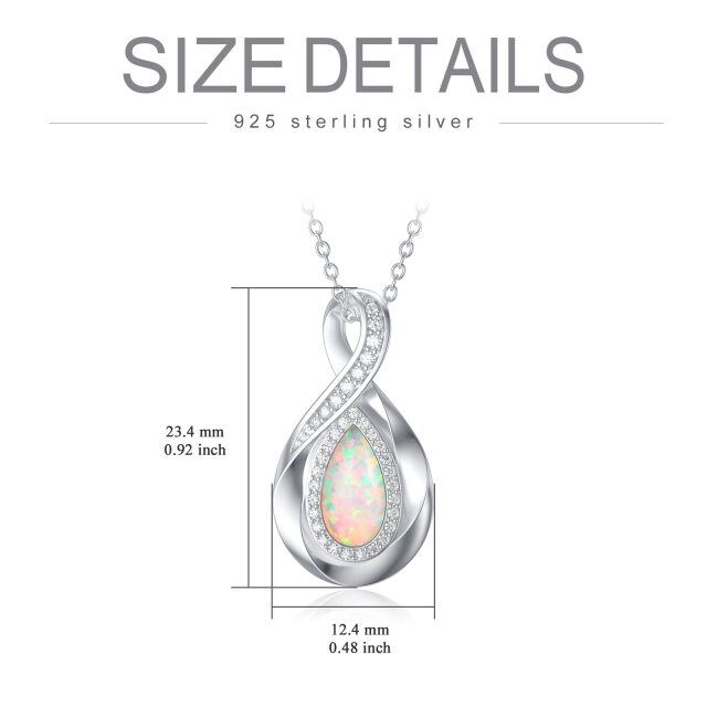 Sterling Silber Cubic Zirkonia & Opal Unendlichkeit Symbol Anhänger Halskette-5