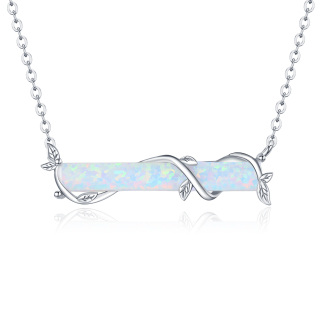 Sterling Silver Opal Ivy Bar Necklace-46