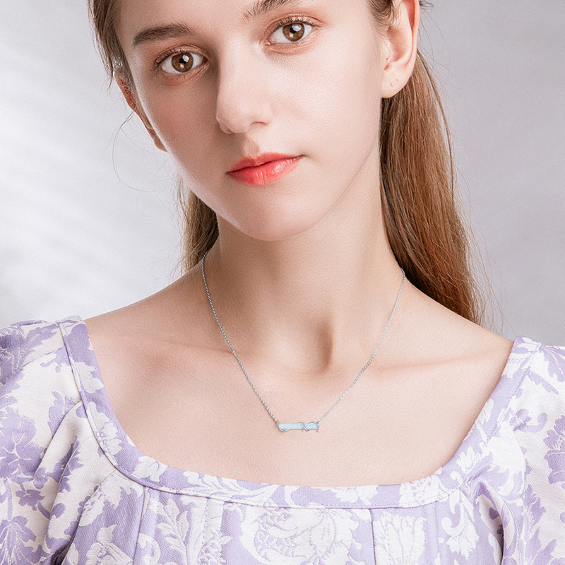 Sterling Silver Opal Ivy Bar Necklace-2
