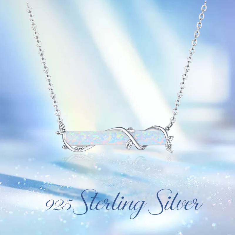 Sterling Silver Opal Ivy Bar Necklace-5