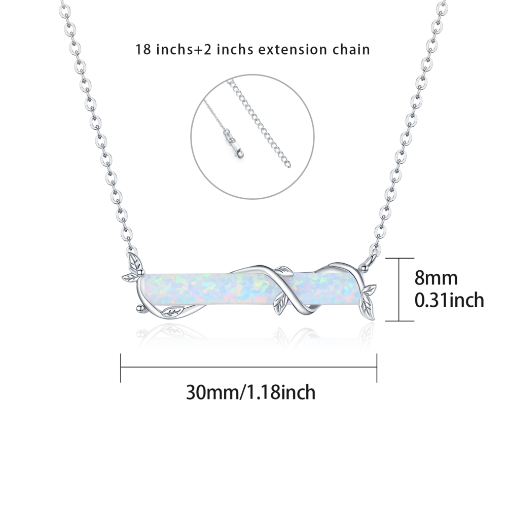 Sterling Silver Opal Ivy Bar Necklace-6
