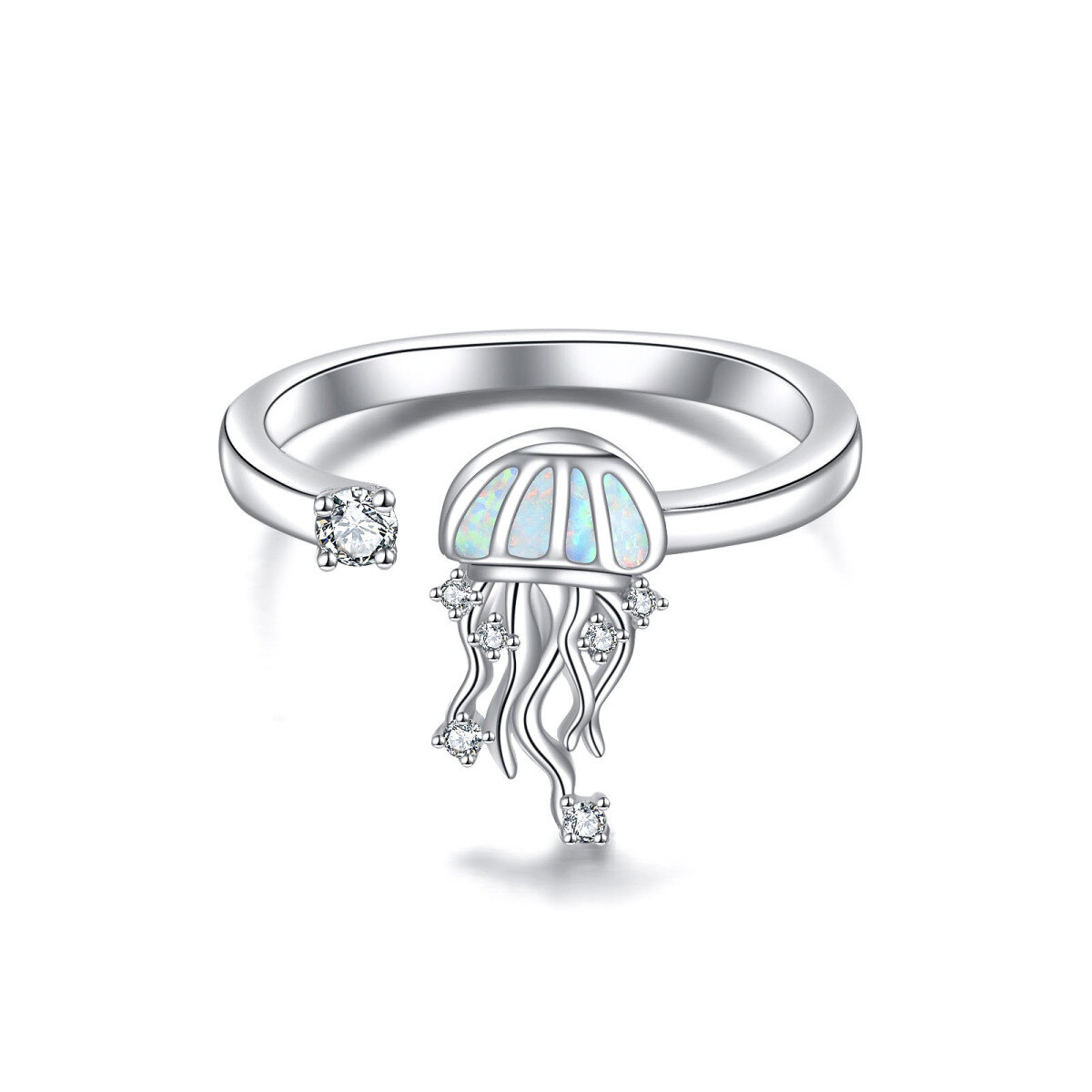 Sterling Silber Opal Qualle offener Ring-1