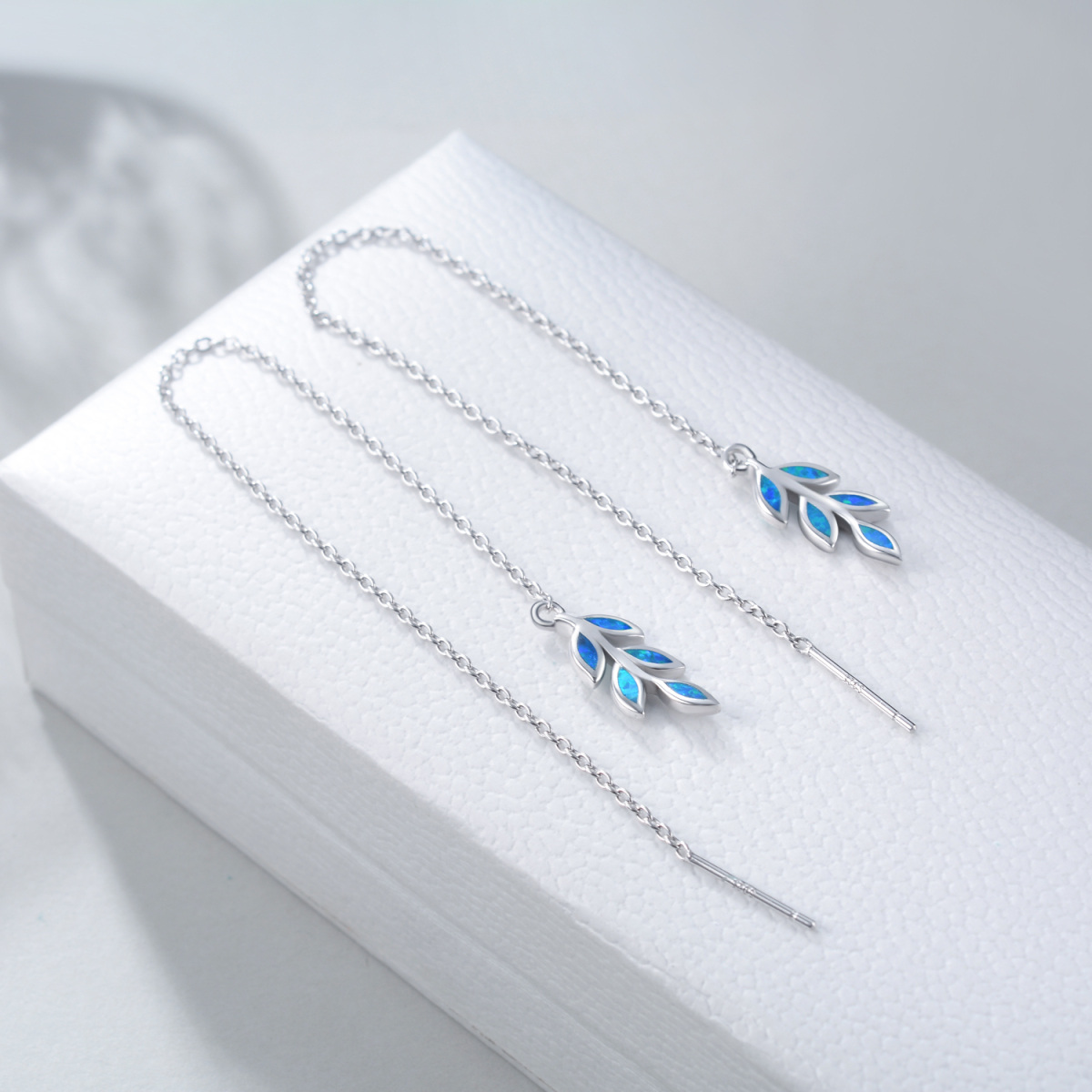 Pendants d'oreilles en argent sterling avec feuilles d'opale-4