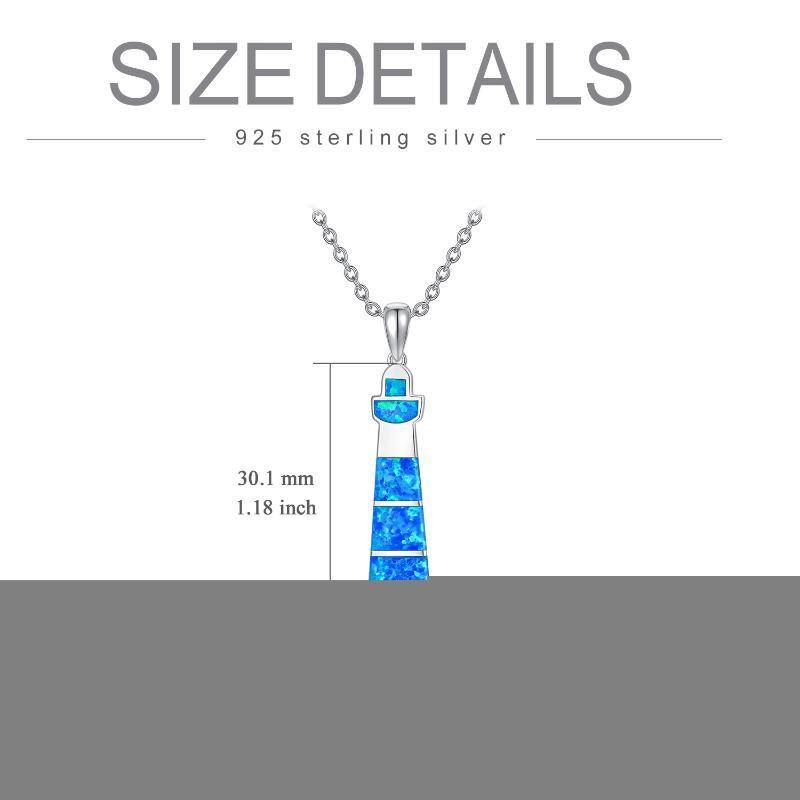 Collier en argent sterling avec pendentif phare en opale-5