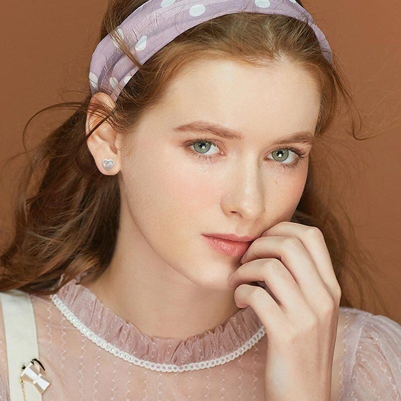 Sterling Silver Opal Horse & Heart Stud Earrings-3