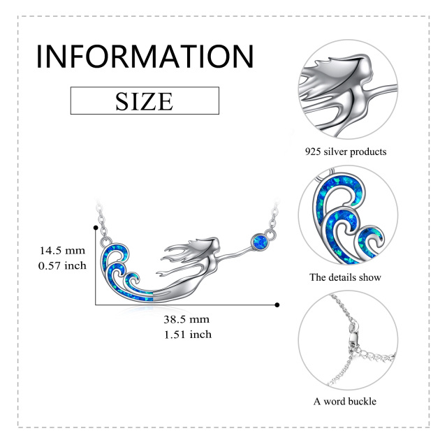 Srebrny naszyjnik z opalem i syreną-5