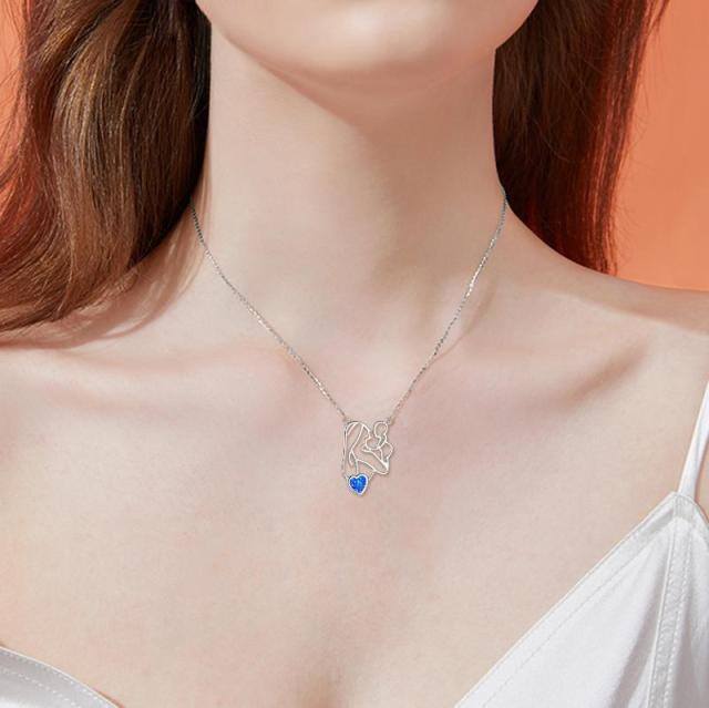 Collier mère et fille en argent sterling avec pendentif en opale-2