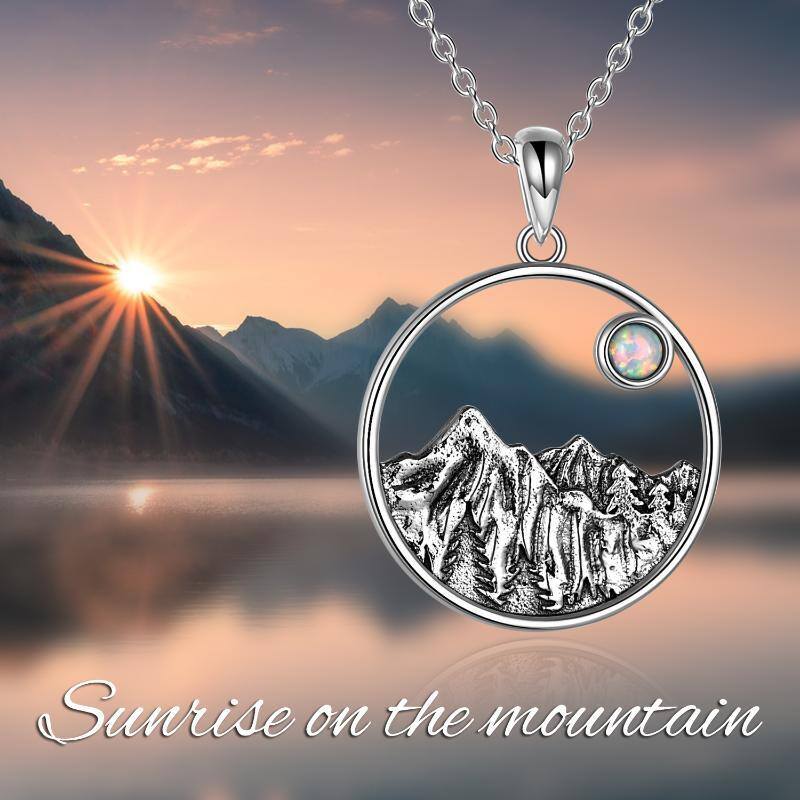 Sterling Silver Opal Mountains Pendant Necklace-6