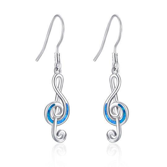 Sterling Silver Opal Music Symbol Drop Earrings