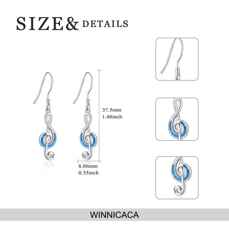 Sterling Silver Opal Music Symbol Drop Earrings-5