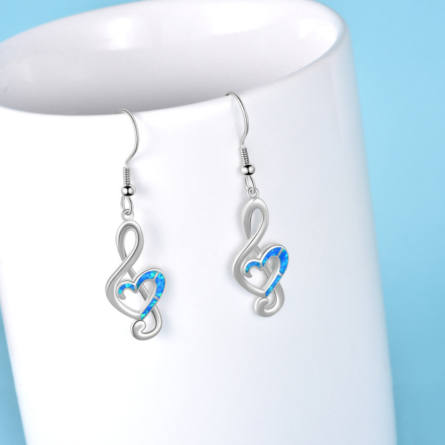 Boucles d'oreilles pendantes en argent sterling avec symbole de musique en opale-3