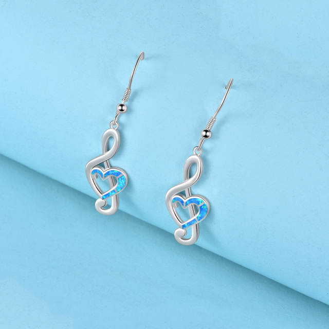 Boucles d'oreilles pendantes en argent sterling avec symbole de musique en opale-4