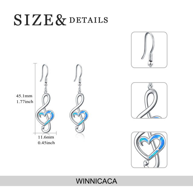 Boucles d'oreilles pendantes en argent sterling avec symbole de musique en opale-5