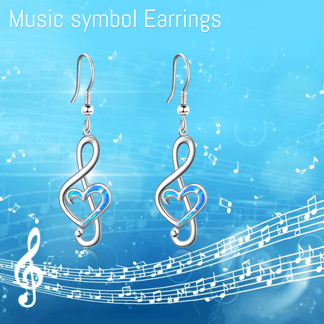 Boucles d'oreilles pendantes en argent sterling avec symbole de musique en opale-6