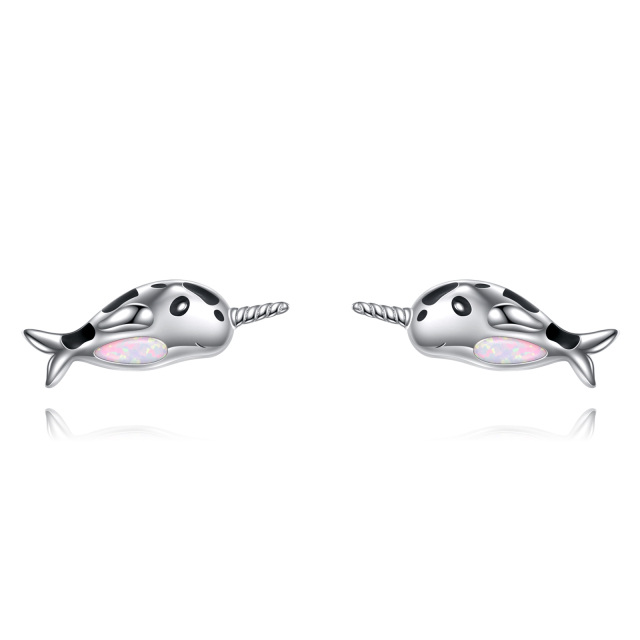 Boucles d'oreilles Narval en argent sterling avec opale