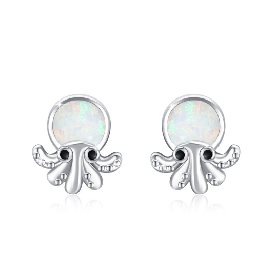 Boucles d'oreilles en argent sterling avec pieuvre en opale