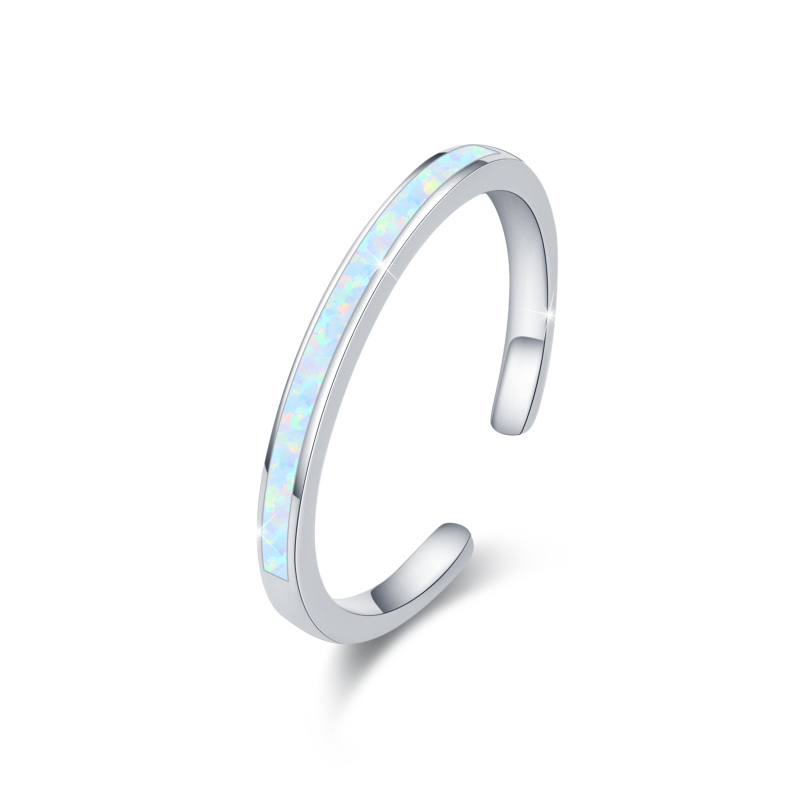 Sterling Silver Opal Open Ring-3