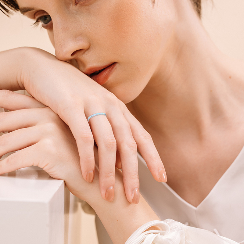 Anillo abierto de plata de ley con ópalo-3