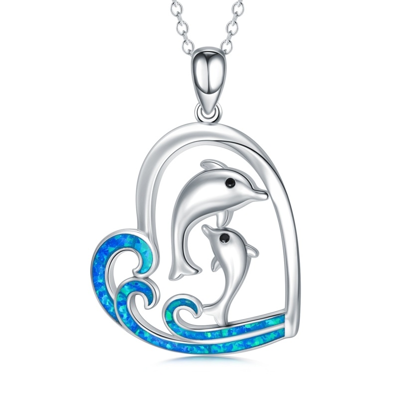 Sterling Silver Opal Panda Pendant Necklace-7