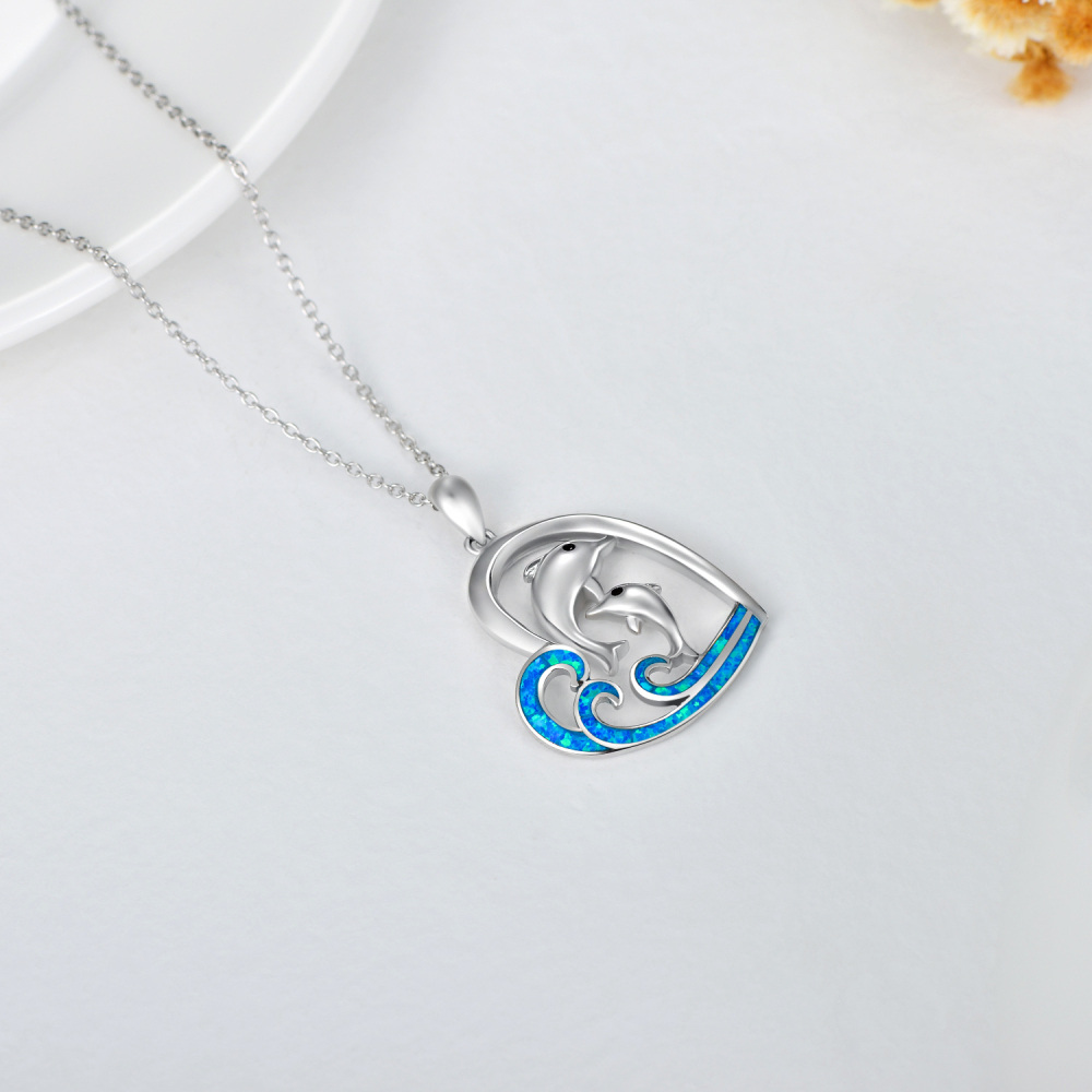 Sterling Silver Opal Panda Pendant Necklace-4