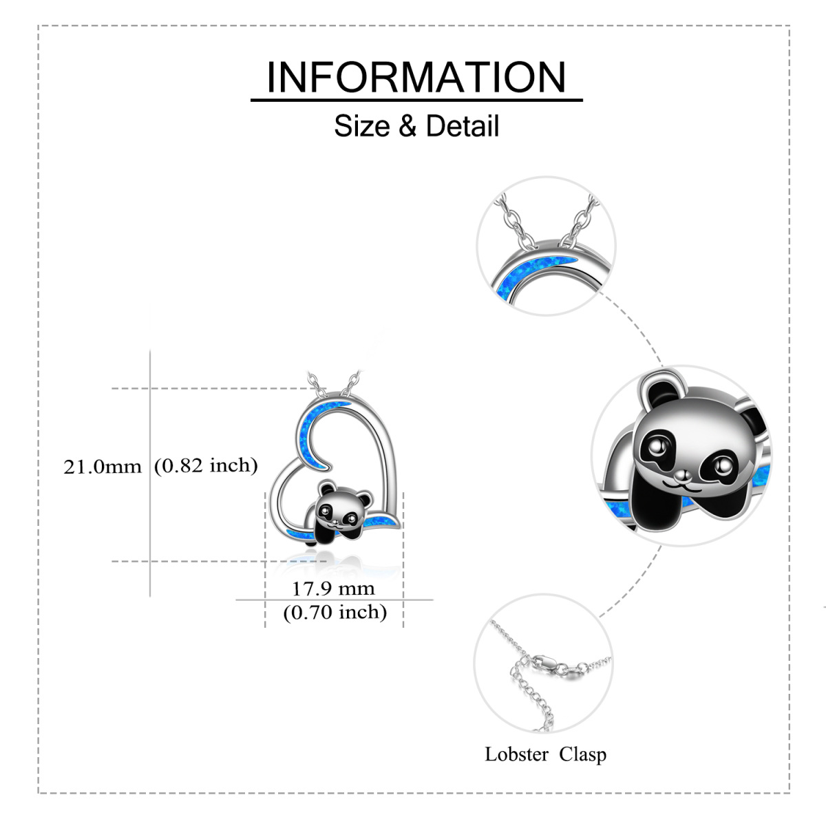 Sterling zilveren opaal Panda hanger ketting-5