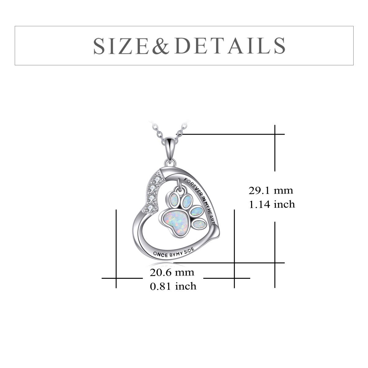 Sterling Silber Opal Pfote & Herz Urne Halskette mit eingraviertem Wort-6