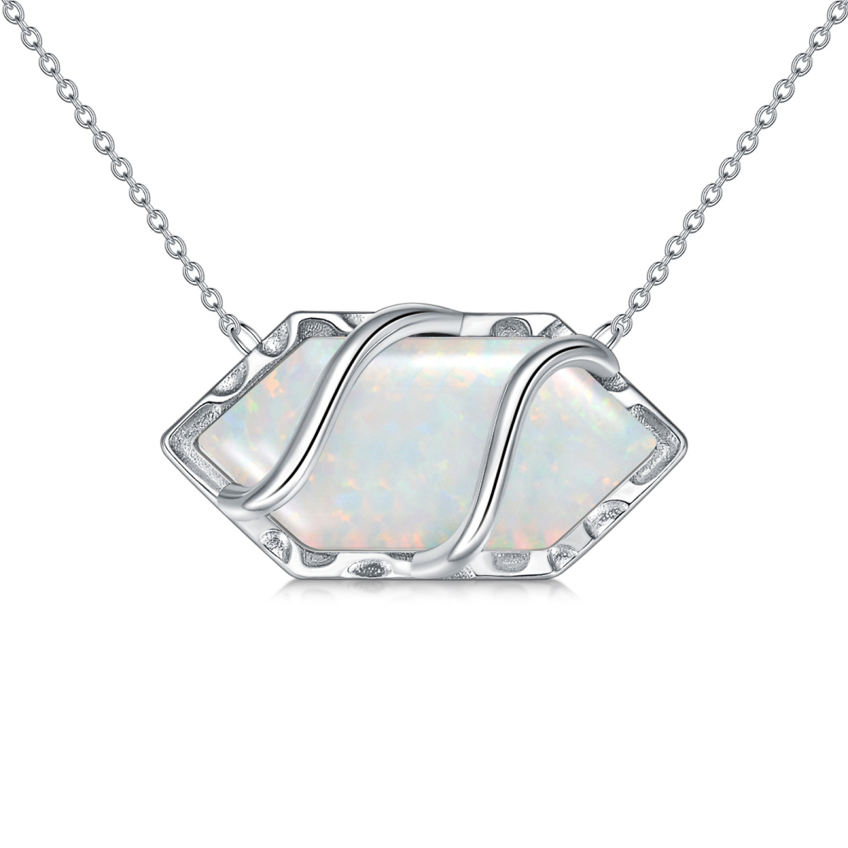 Sterling Silver Opal Pendant Necklace-1