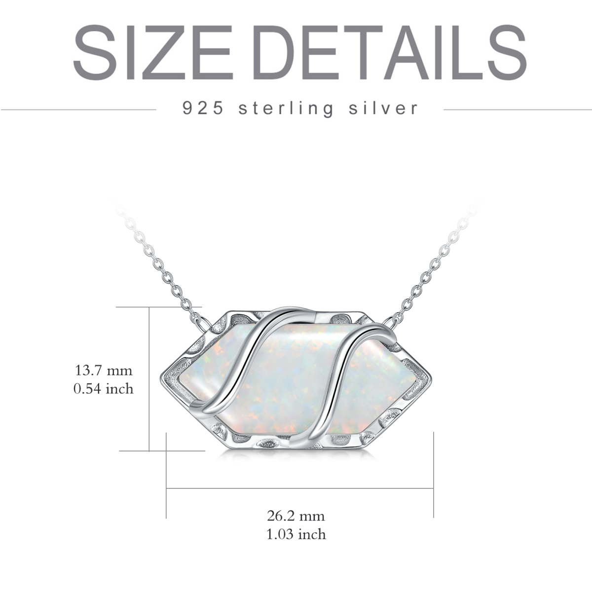 Sterling Silver Opal Pendant Necklace-5