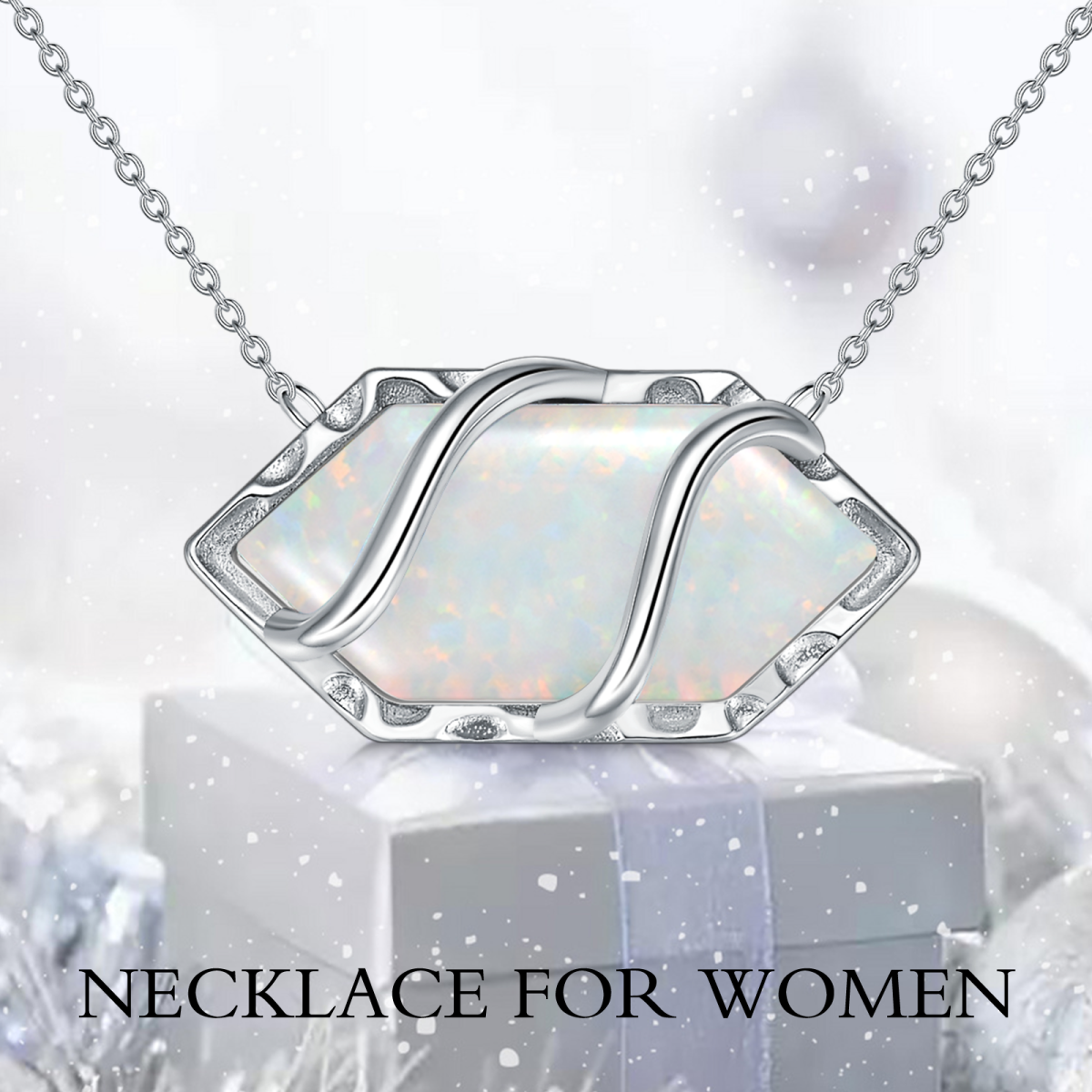 Sterling Silver Opal Pendant Necklace-6