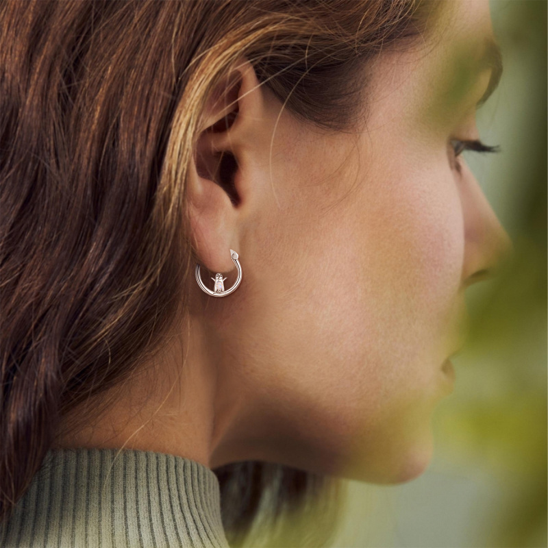 Sterling Silver Opal Penguin Hoop Earrings-3