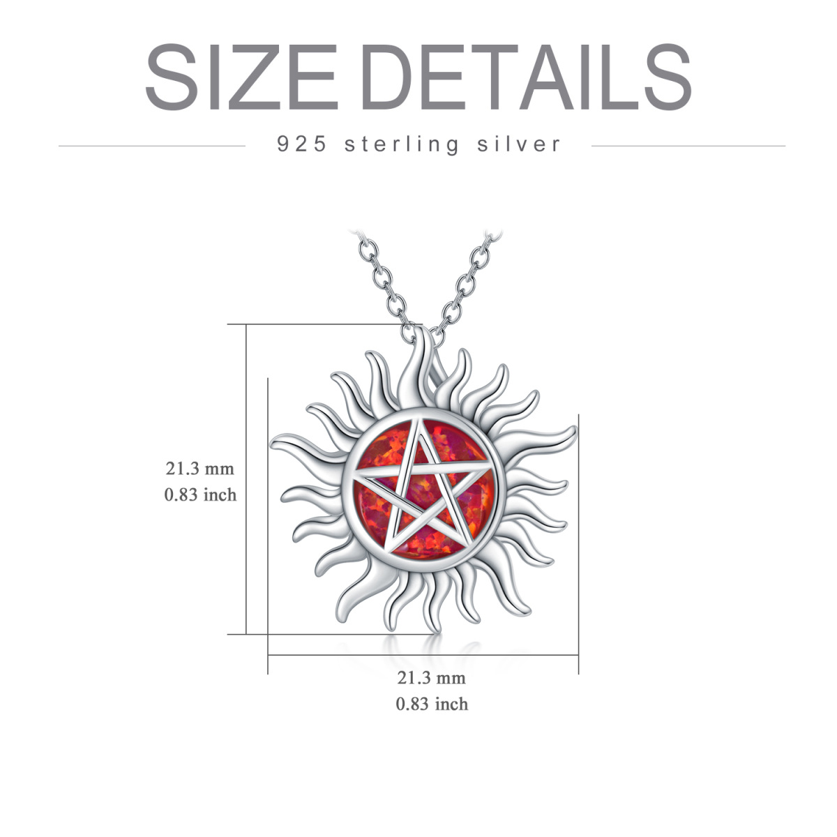 Collier pendentif soleil pentagramme opale en argent sterling-4