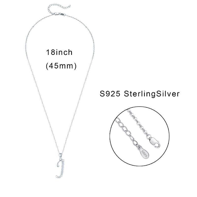 Colar com pingente de prata esterlina Opala Personalizado Letra Inicial J-3