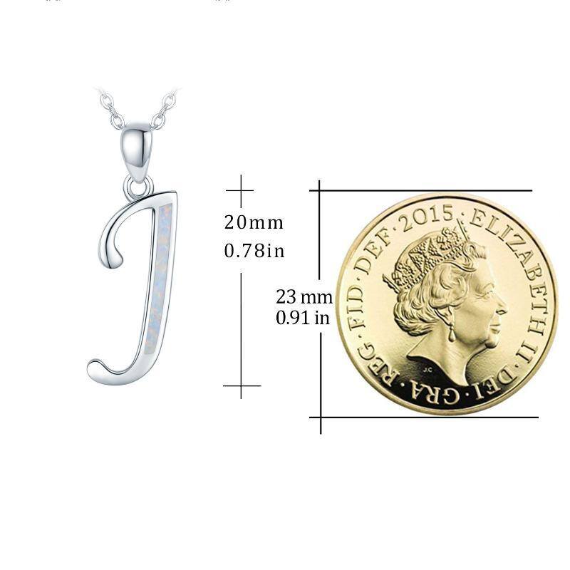 Colar com pingente de prata esterlina Opala Personalizado Letra Inicial J-4