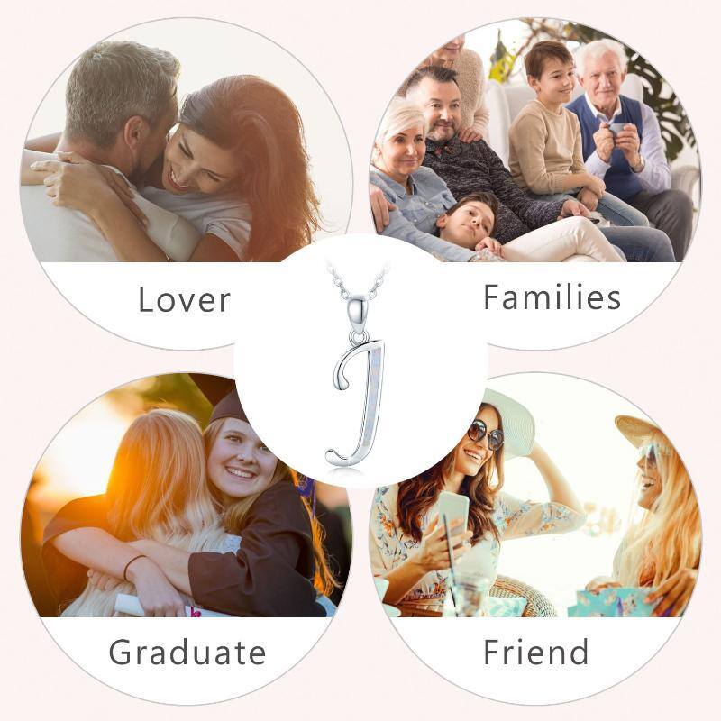 Colar com pingente de prata esterlina Opala Personalizado Letra Inicial J-7