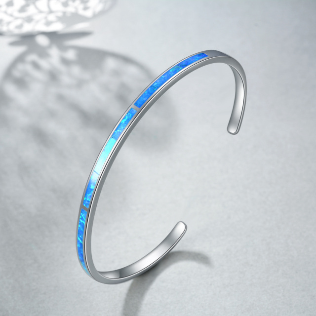 Bracciale liscio in argento 925 con opale-4