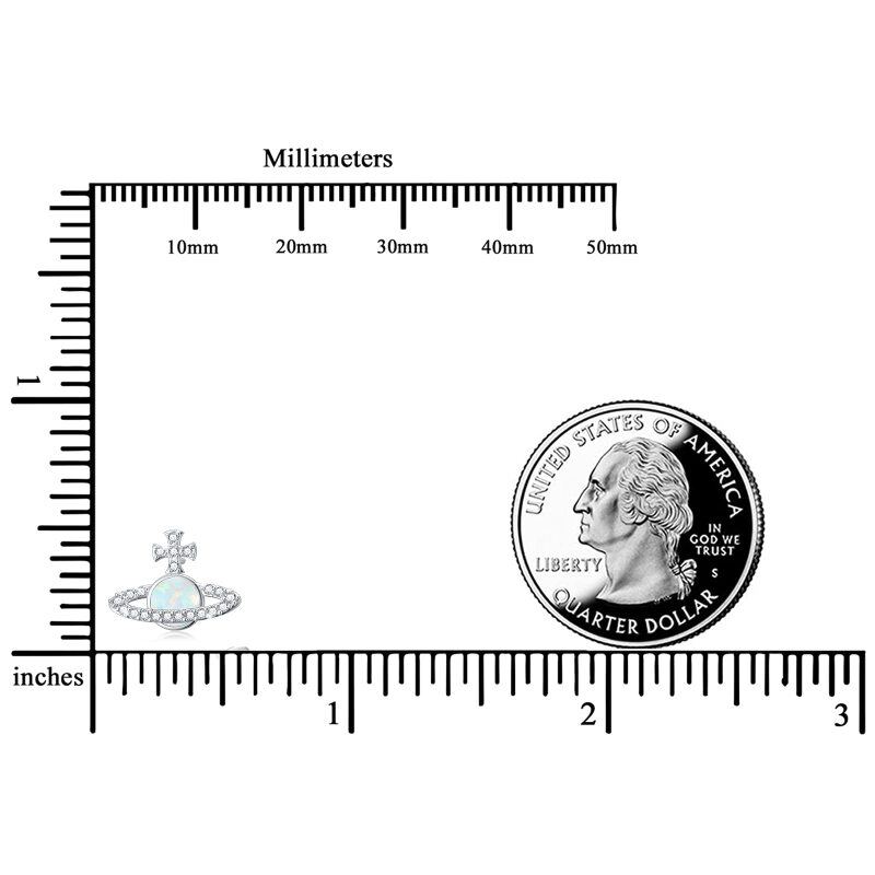Pendientes de botón con forma de planeta de ópalo en plata de ley-4