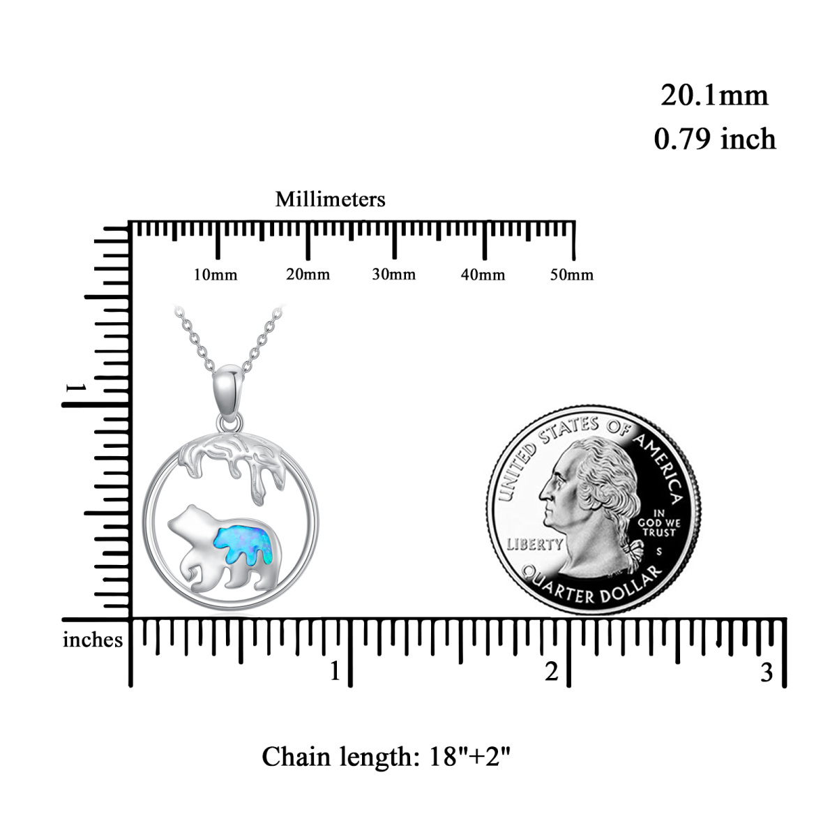 Sterling Silber Opal Eisbär & Mutter Anhänger Halskette-5