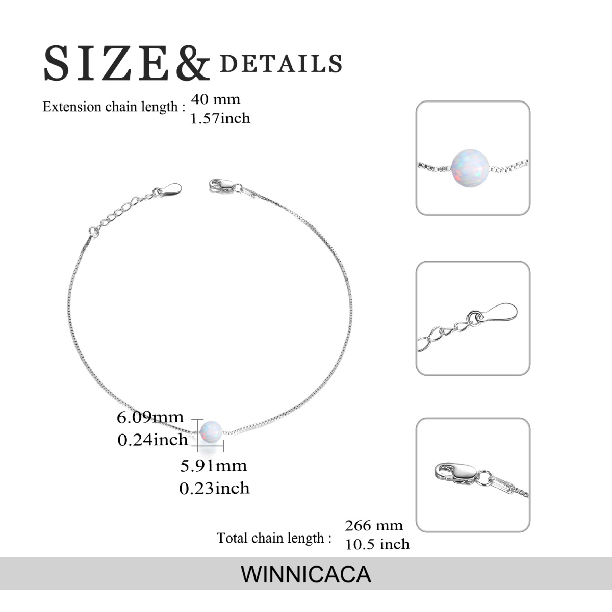 Sterling Silber Opal Runde einzelne Schicht Fußkettchen-5