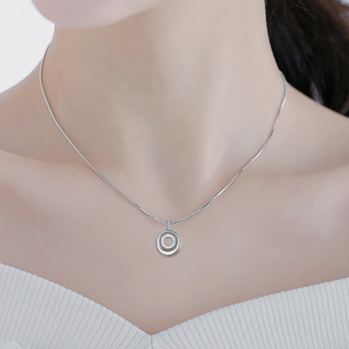 Collier d'urne ronde en argent sterling avec opale et oxyde de zirconium pour cendres avec mot gravé-2