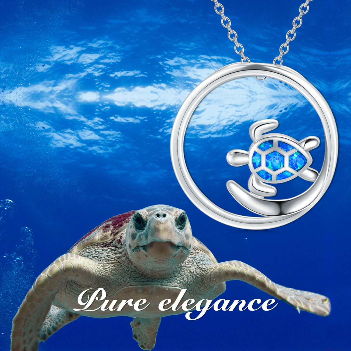 Collier en argent sterling avec pendentif circulaire en forme de tortue de mer en opale-5