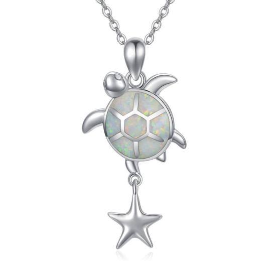 Collier pendentif tortue de mer opale en argent sterling