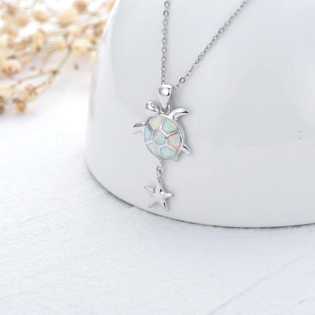 Collier pendentif tortue de mer opale en argent sterling-5