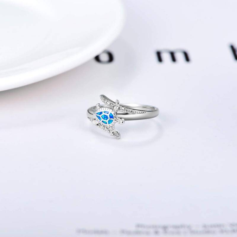 Sterling Zilveren Opaal Zeeschildpad Ring-3