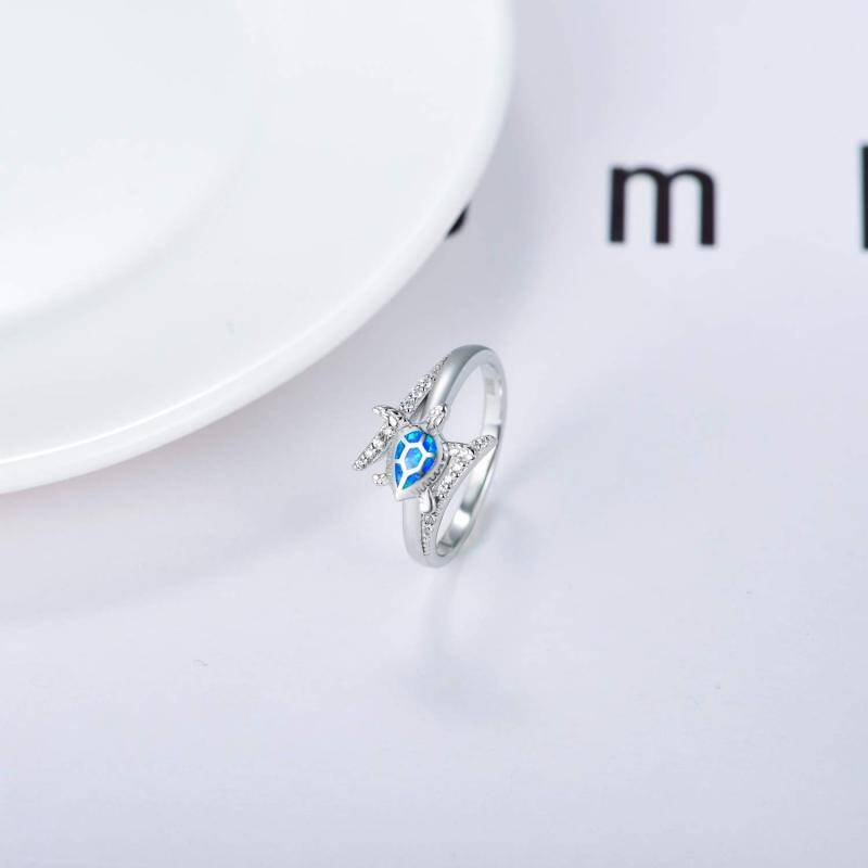 Sterling Zilveren Opaal Zeeschildpad Ring-4