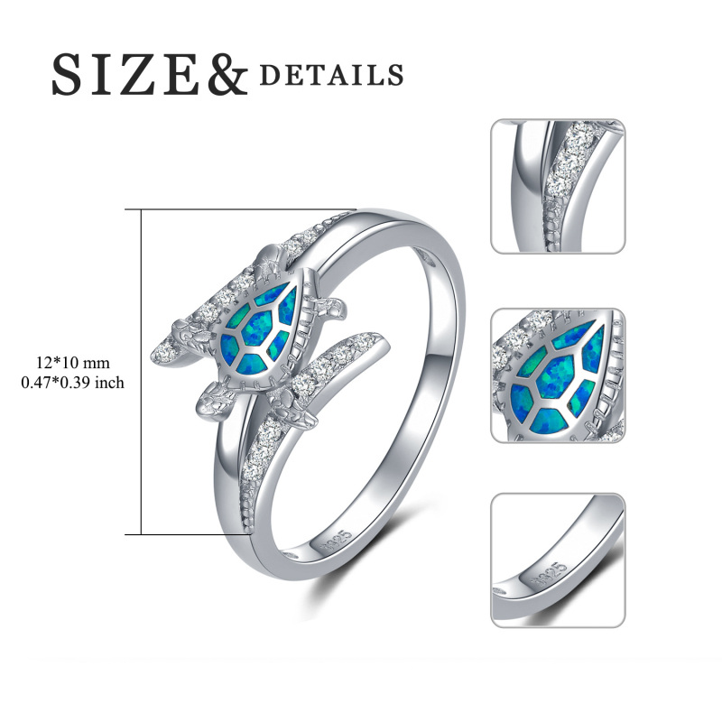 Sterling Zilveren Opaal Zeeschildpad Ring-6